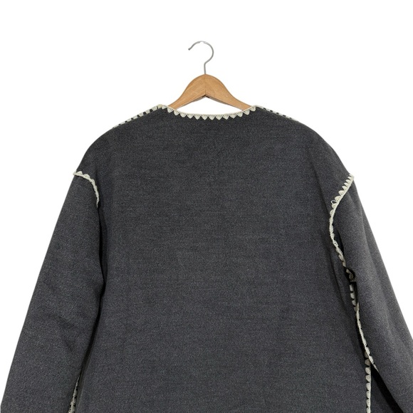 Commense Jacket Matching Scarf Woman’s Size Medium Gray Contrast Trim Pockets - Picture 8 of 12